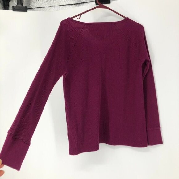 Roots hot pink waffle knit Henley long sleeve t-shirt small - Picture 2 of 11